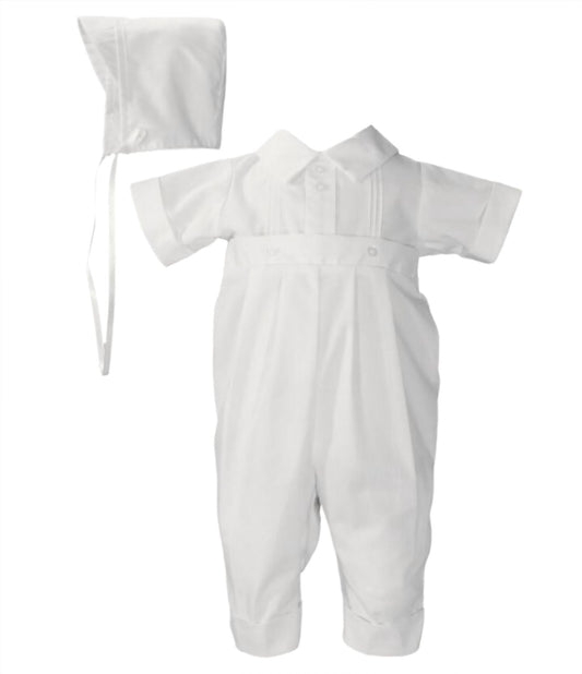 Boys Christening Baptism Coverall with Pin Tucking