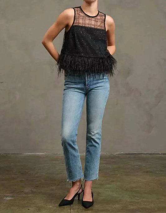 Women's Luxe Grid Feather Top