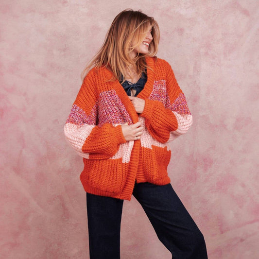 Janie Oversized Chunky-Streifen-Cardigan