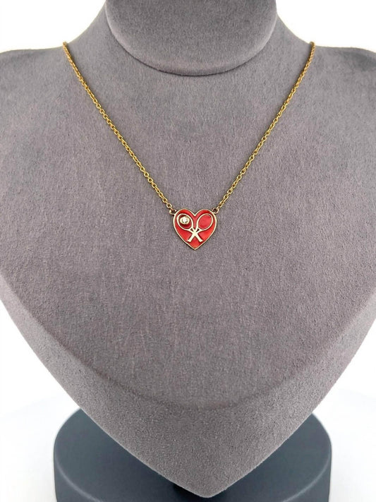 Women's Enamel Heart Diamond Necklace