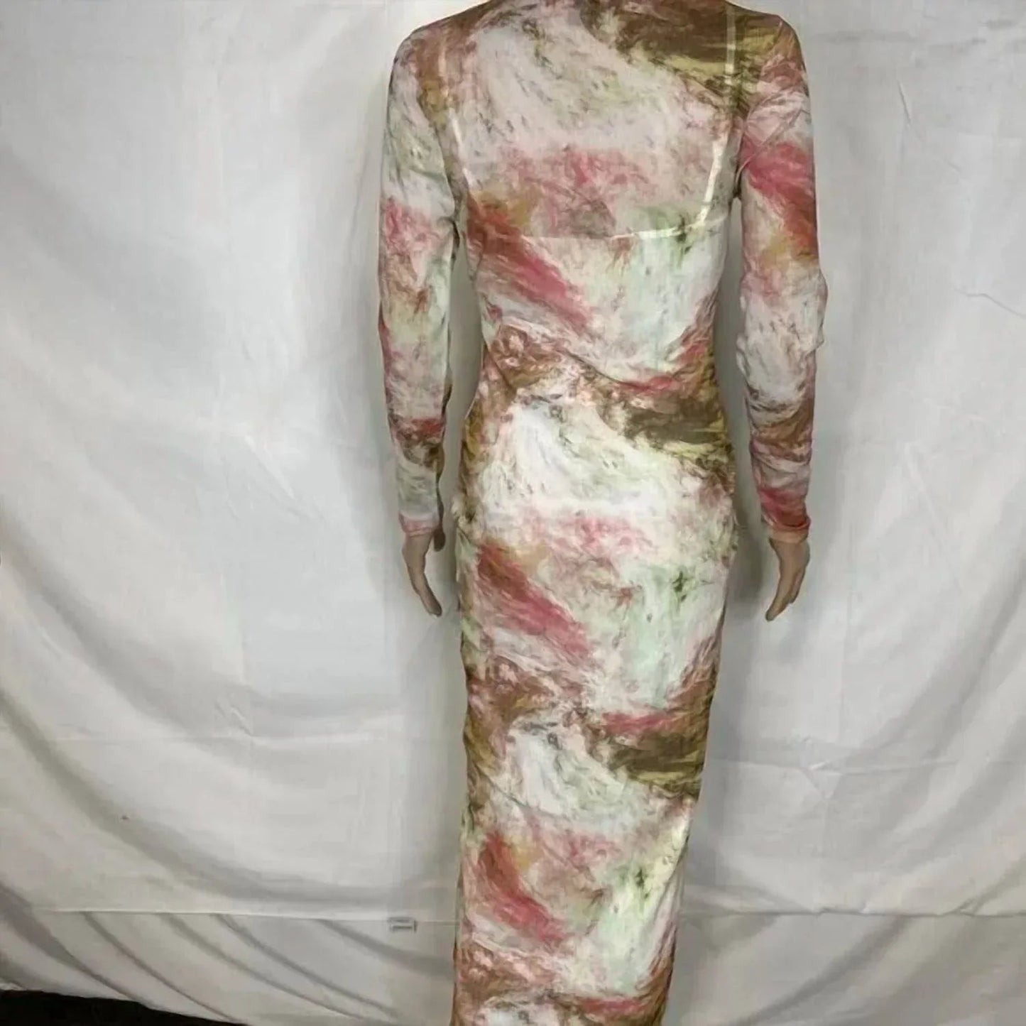Women's Long‑sleeve Shimmer Mesh Dress