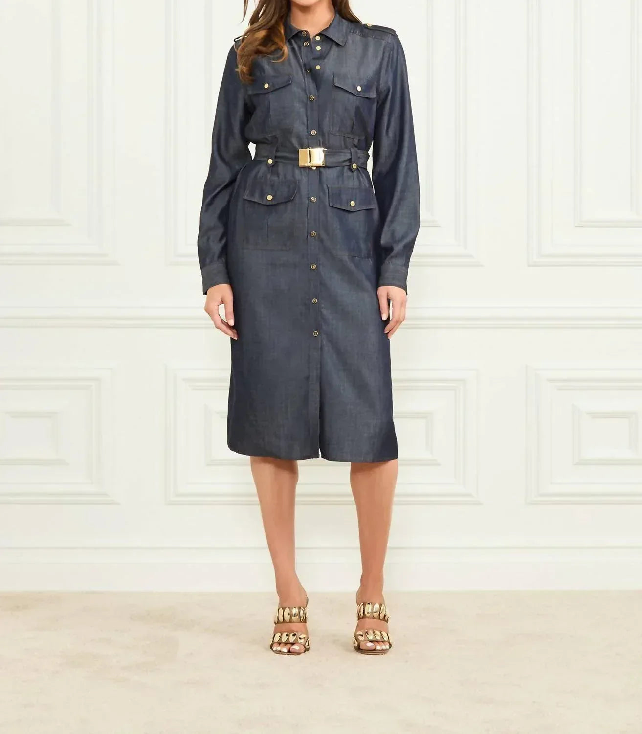 Carla Safari-Jeans-Midikleid