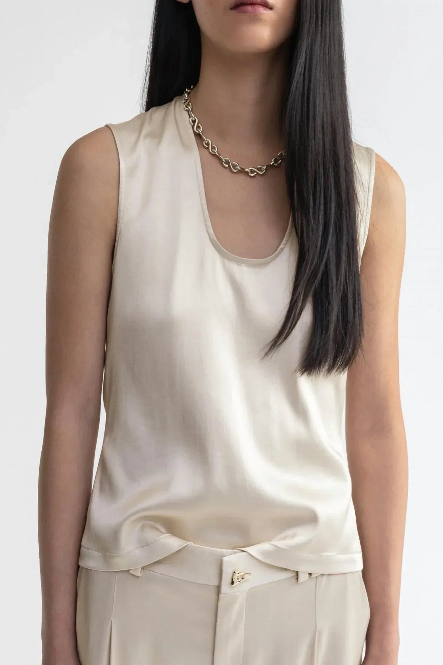 Tutu Scoop-neck Satin Top