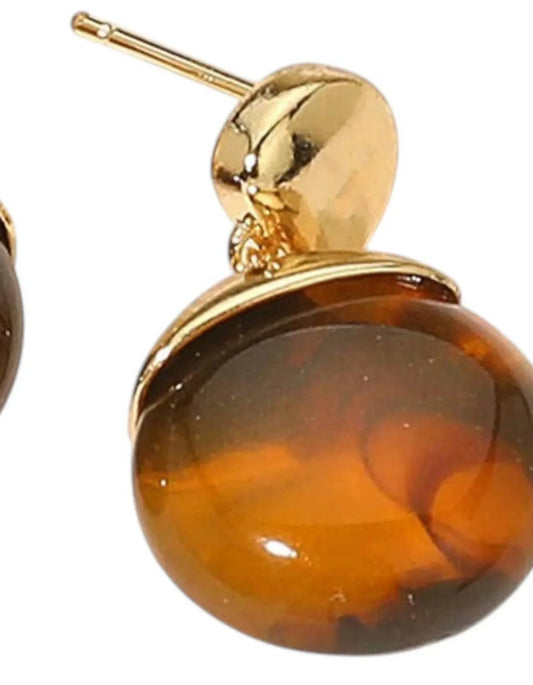 Women's Isla Marbled Resin Round Pebble Earrings