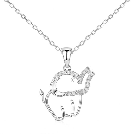 Women's Moissanite Pave Elephant Necklace
