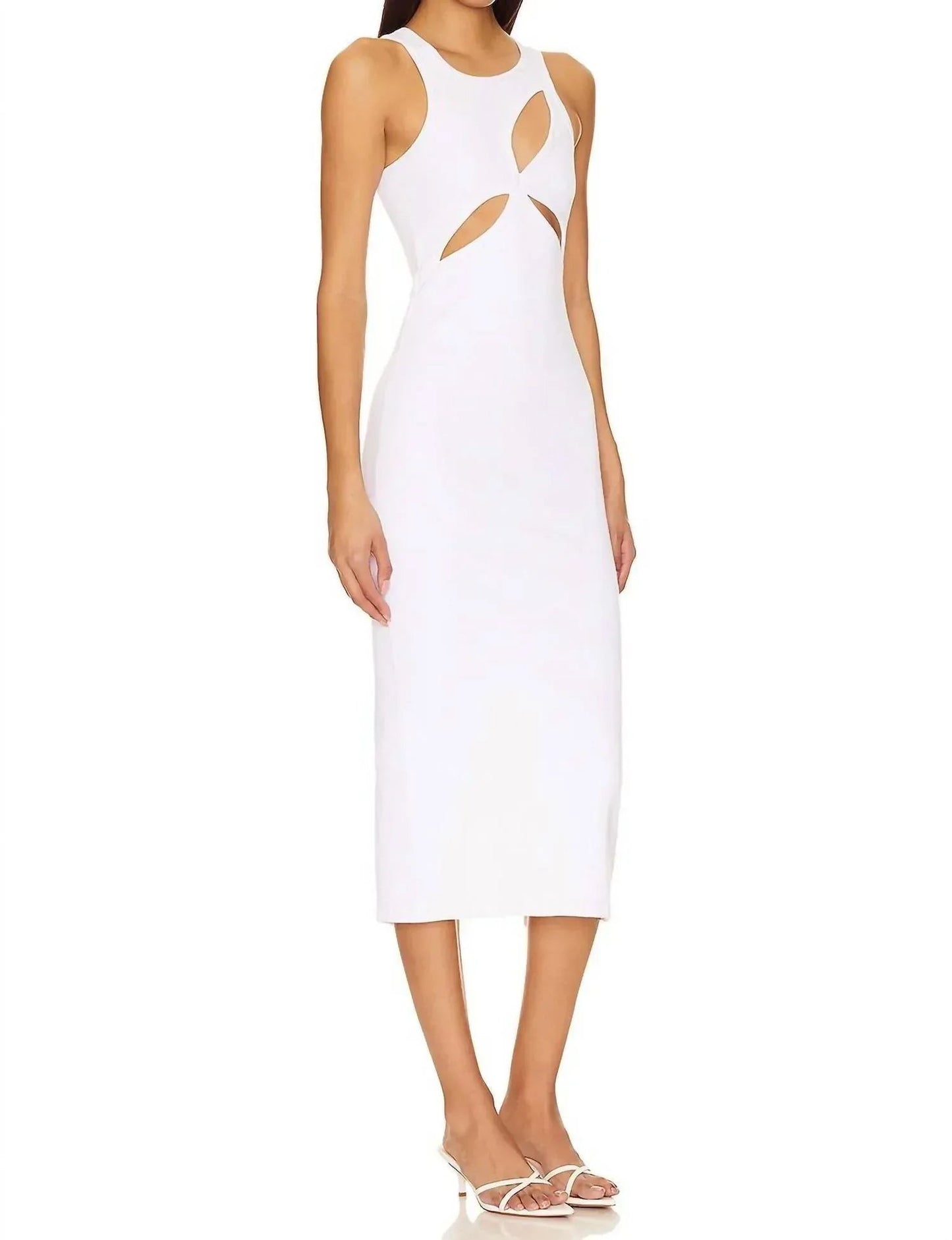 Ariel geripptes ärmelloses Kleid mit Cut-Outs