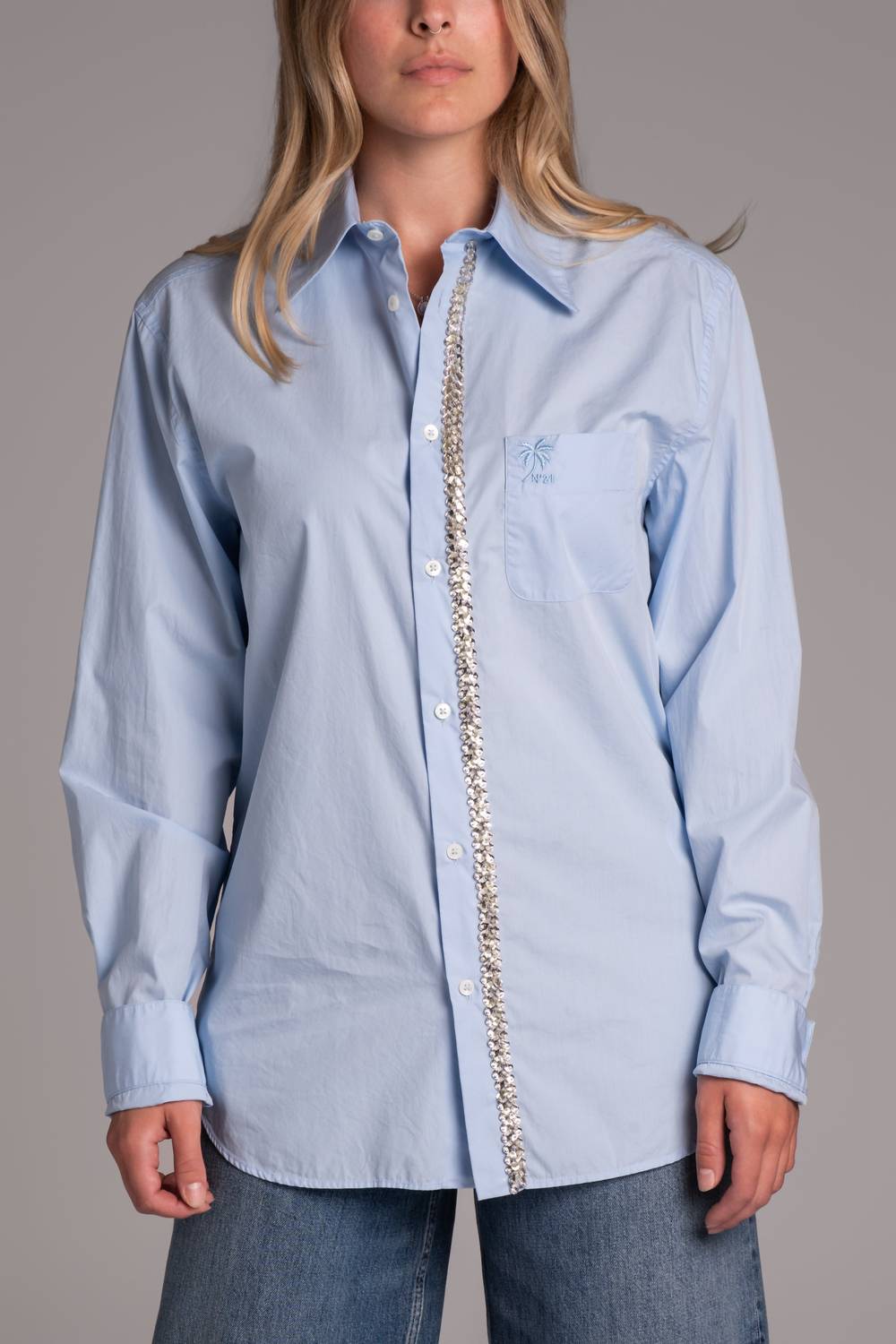 Langarmshirt mit Kristallen