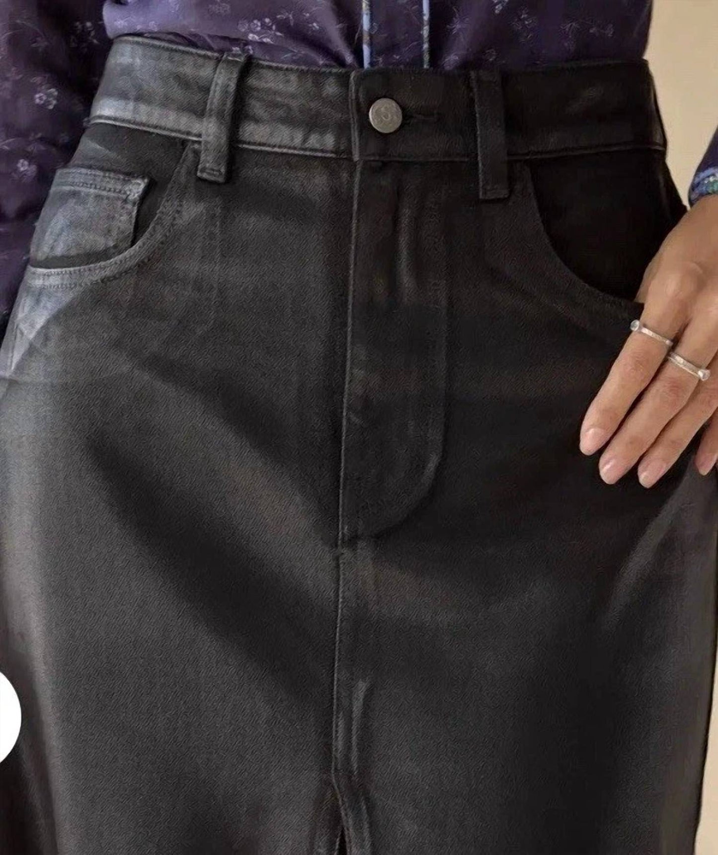 Stetten beschichteter Jeans-Midirock