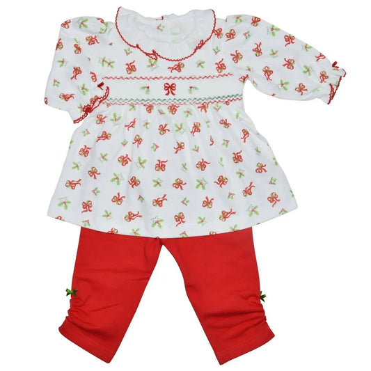 Baby Girls Holly & Bows 2-piece Tunic And Legging Set