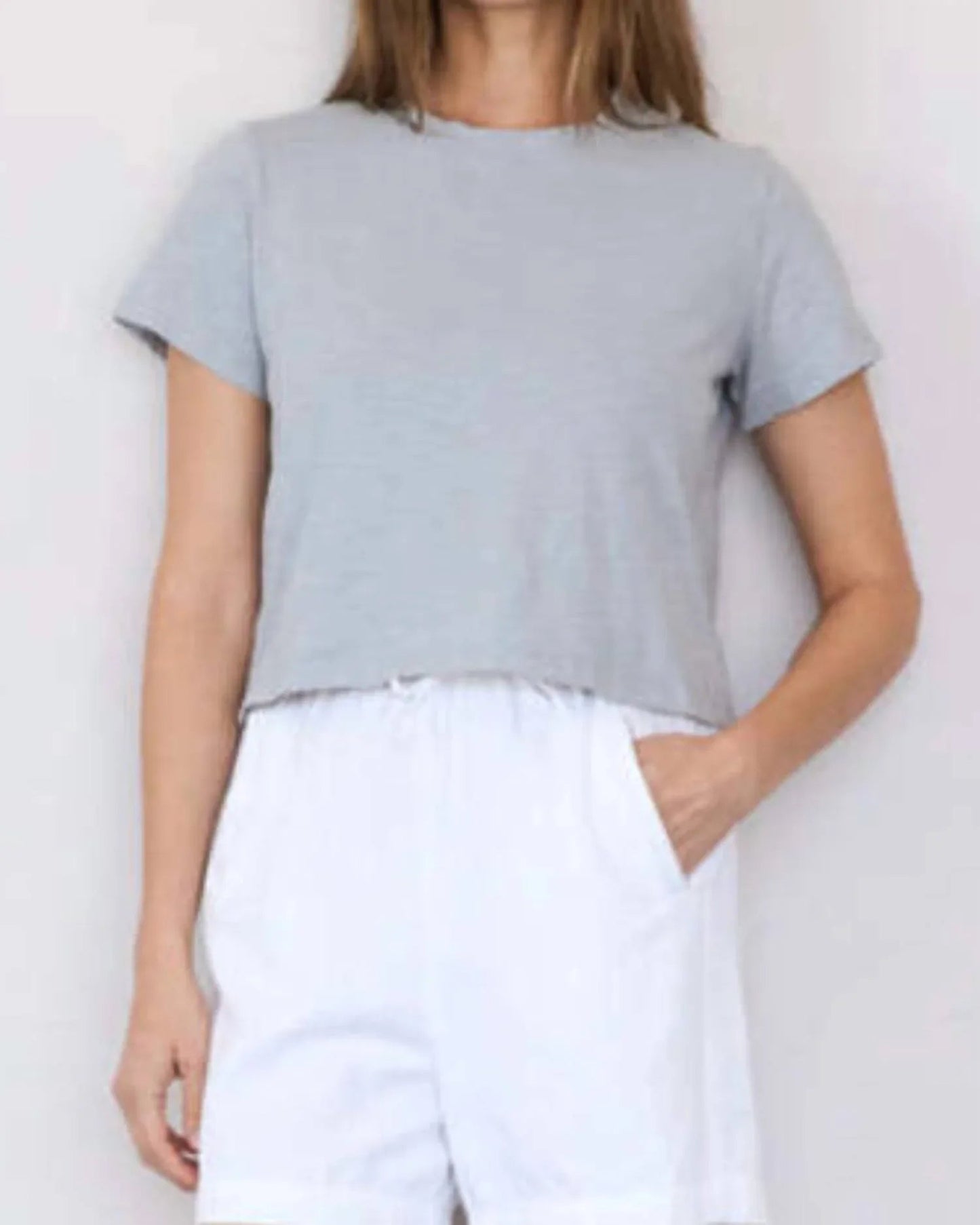 Round Neck Short Sleeves Crop Tee