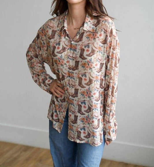 Boot Floral Mesh Top