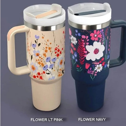 Floral Flowers Cottage Print 40 Oz Stainless Steel Insulated Tumbler