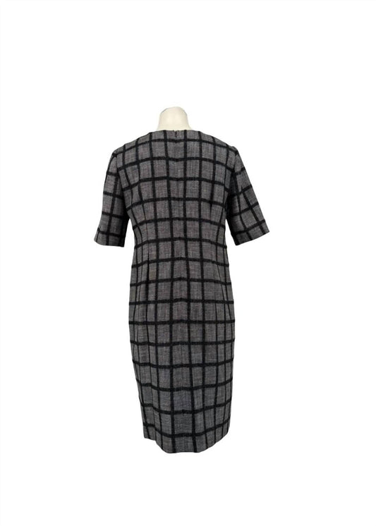 Women's Short Sleeve Check Midi Dress