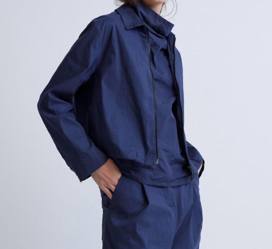 Drawstring Waist Linen Bomber Jacket