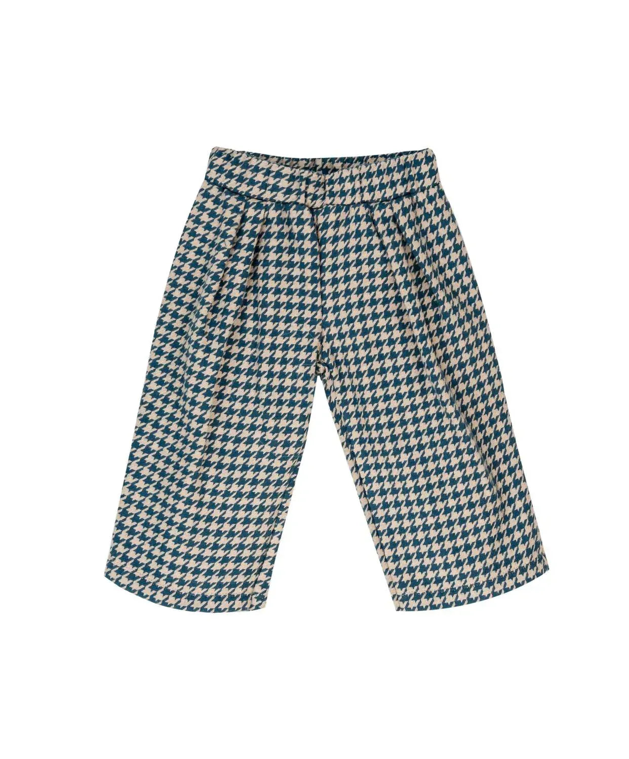 Mädchenweite Beinhose aus Flanell-Hahnentritt