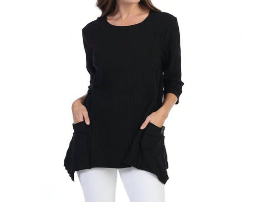 Asymmetrical Textured Rib Knit Cotton Top