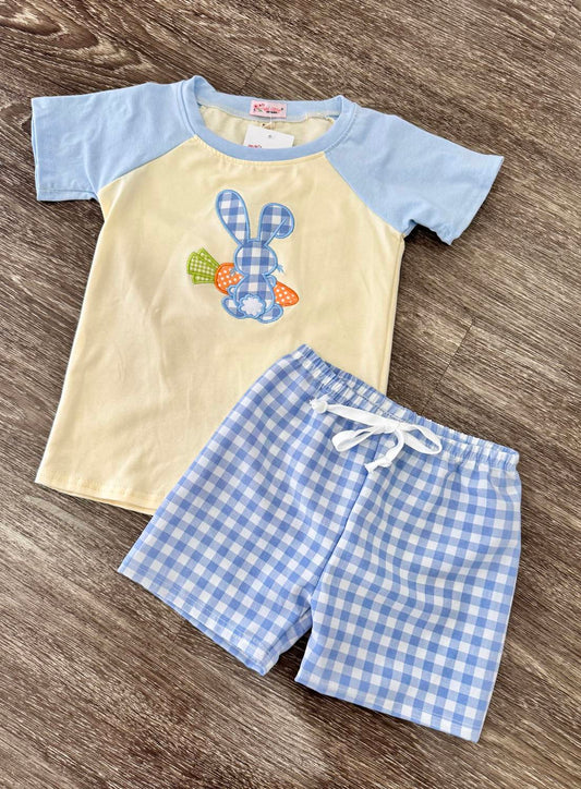 Boy's Plaid Bunny Short Set
