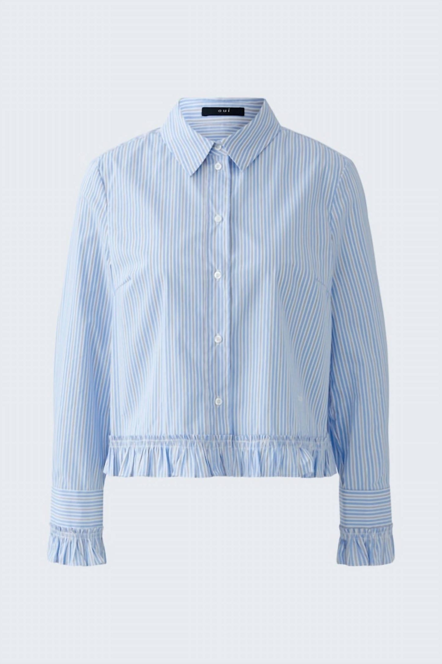 Bluse mit Rüschenärmeln und -saum