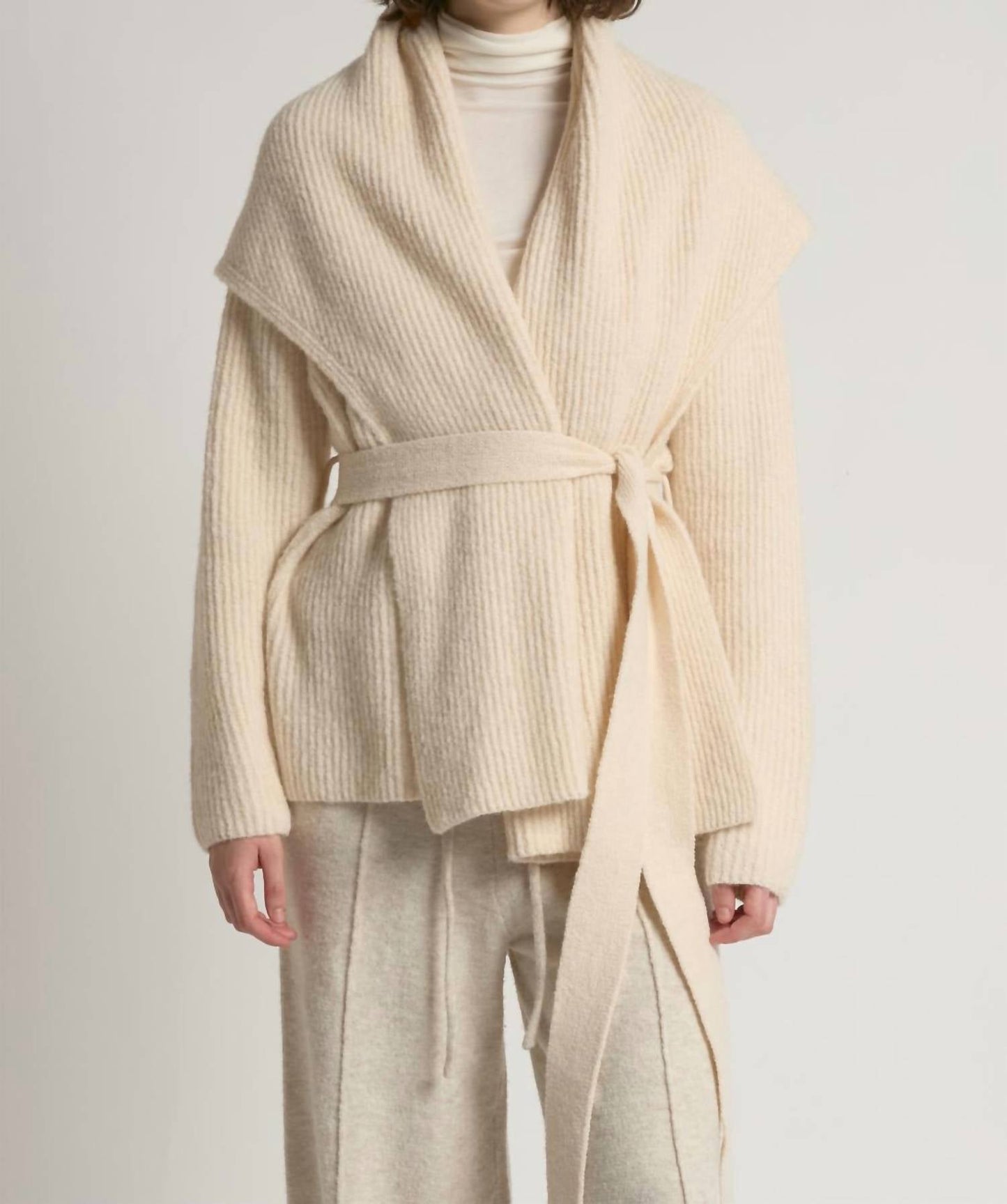 Shawl Collar Belt Cardigan