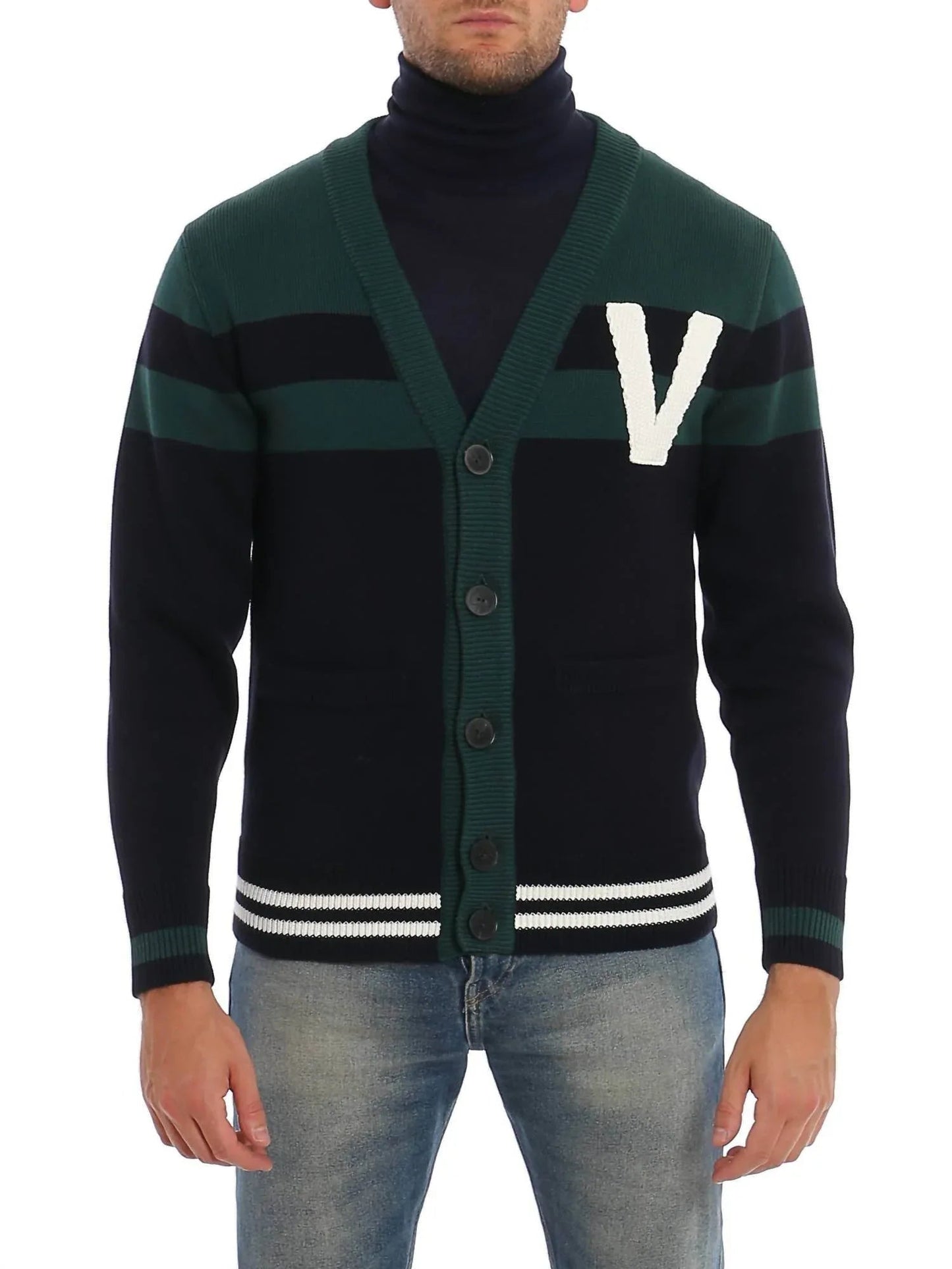 Cardigan mit V-Logo-Aufnäher