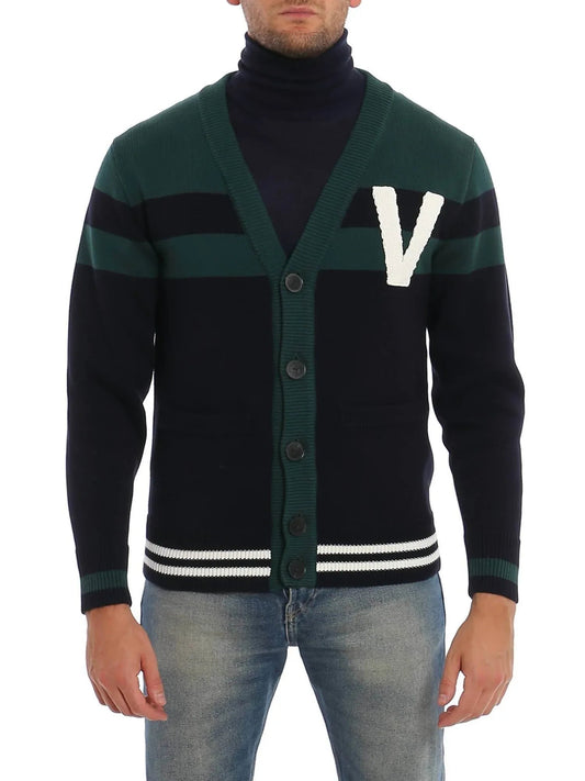 Cardigan mit V-Logo-Aufnäher