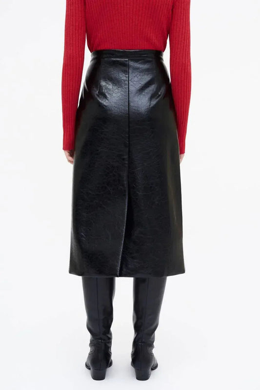 Faux Leather Midi Skirt