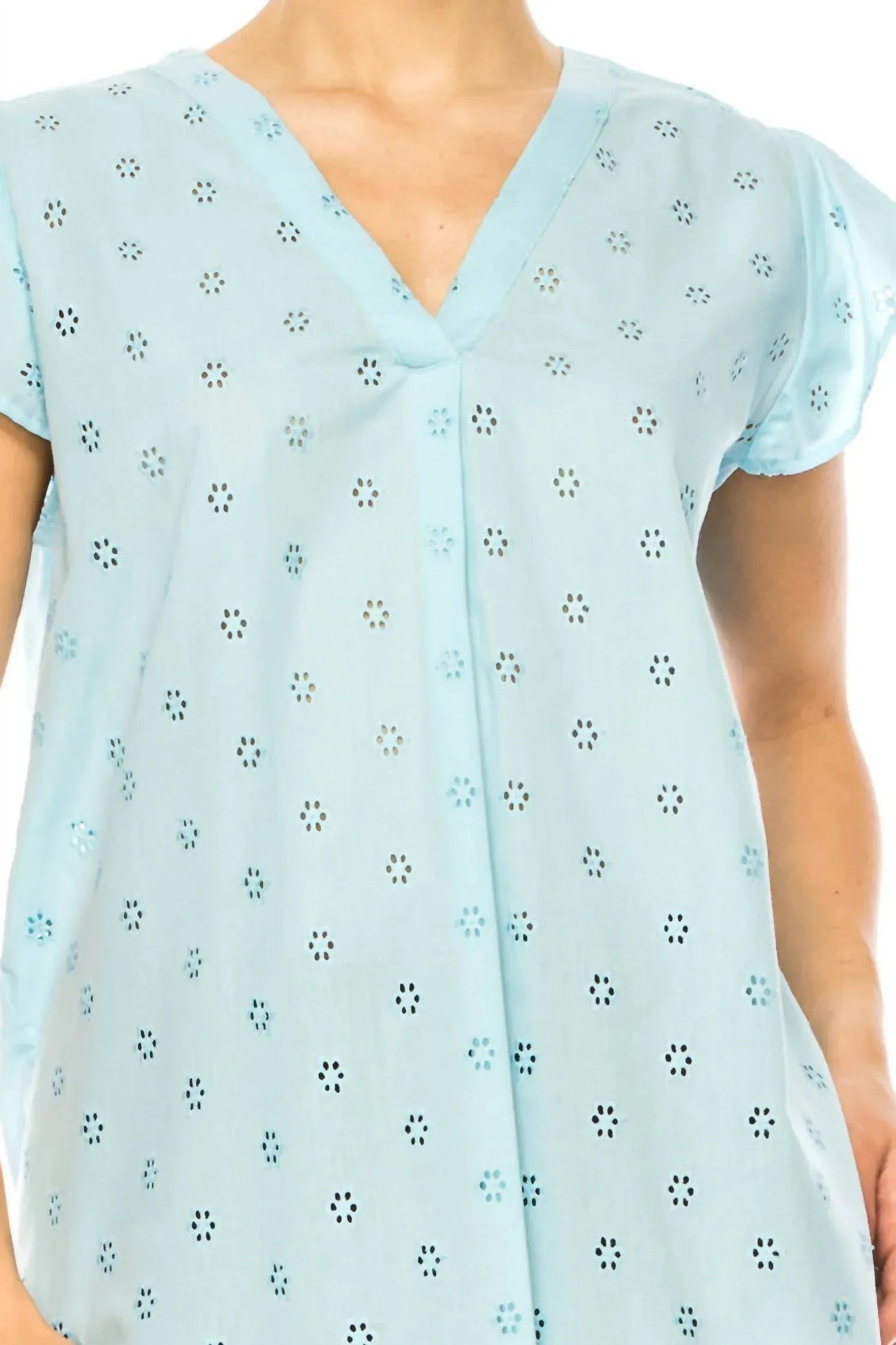 Floral Eyelet Cap Sleeve Top