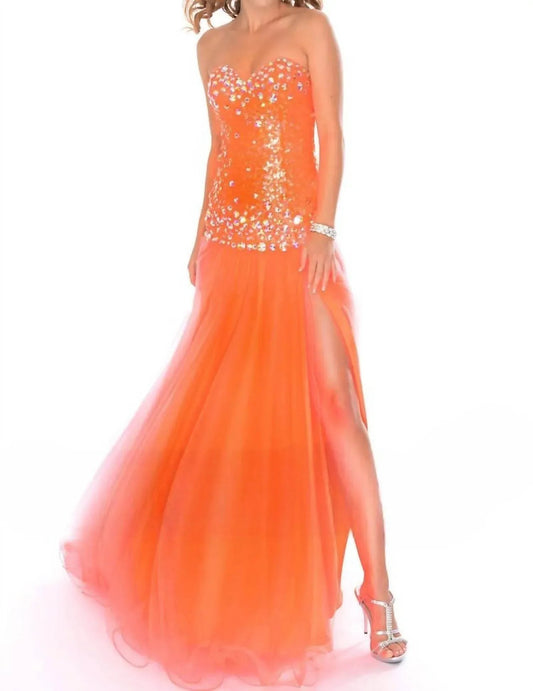 Strapless Sweetheart Drop Waist Ballgown