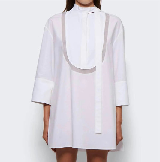 Cotton Popeline Mandarin Collar Top