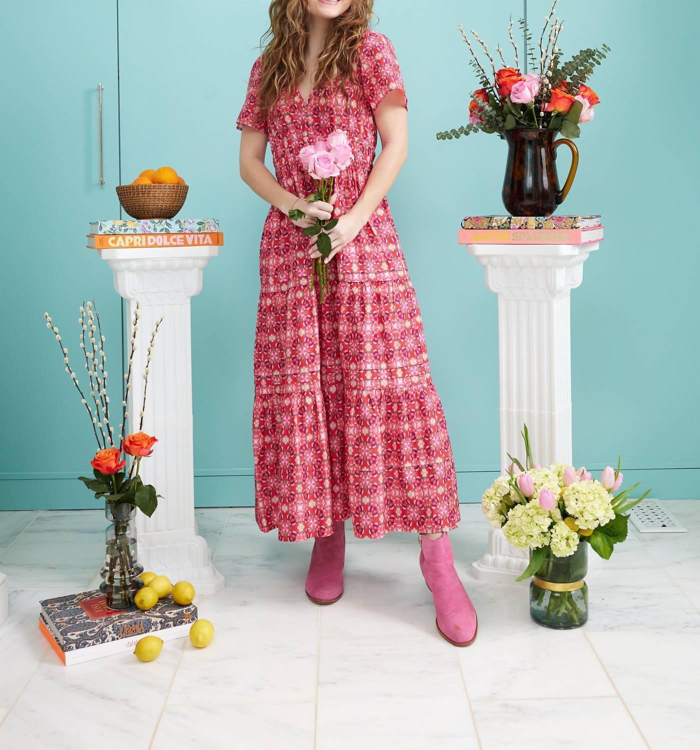Maxikleid mit tiefem V-Ausschnitt Poppy