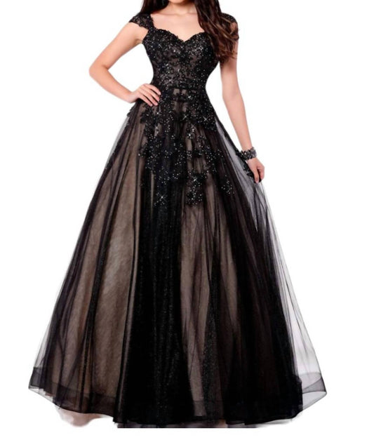 Embroidered Glitter Tulle Dress