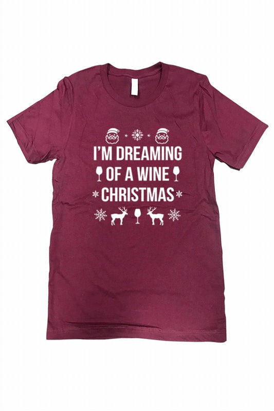 Women's Dreaming Of A Wine Christmas Tee - Plus