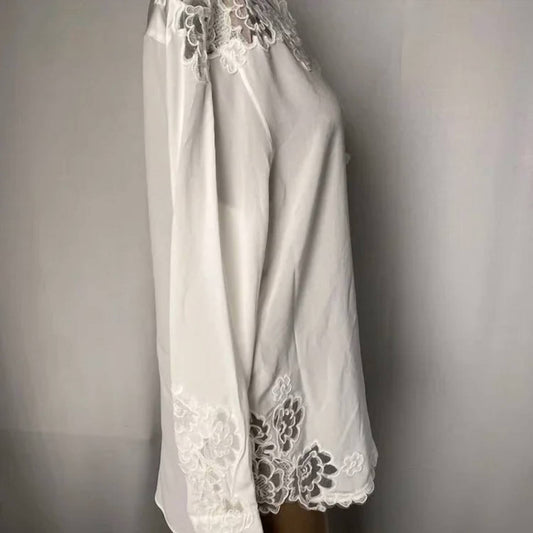 Women’s Lace-appliqué Button-up Top