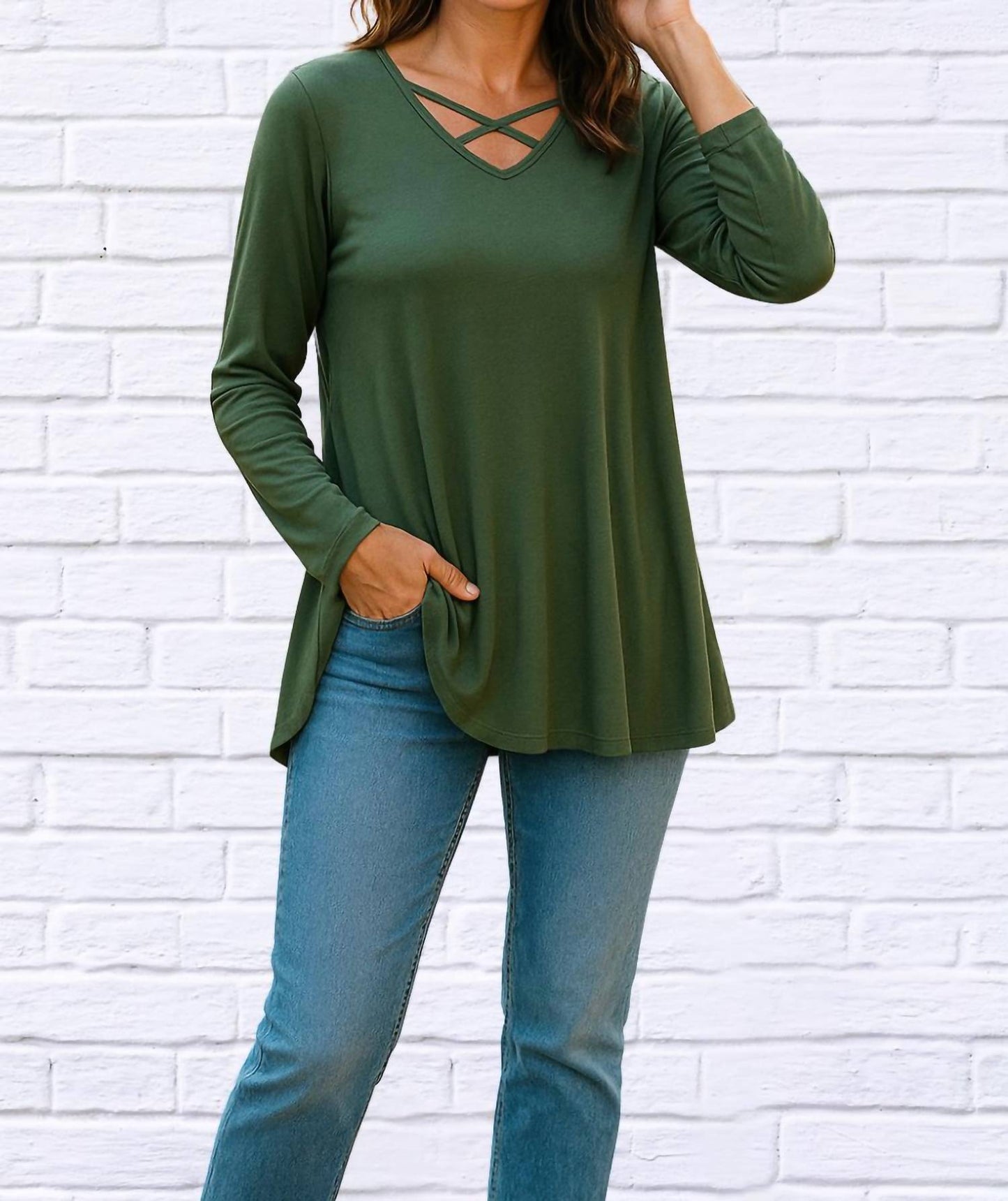 Langarmshirt mit überkreuztem Vorderteil