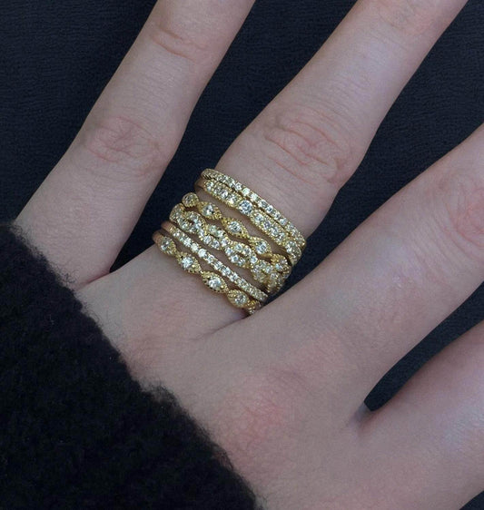 Women's 6 Band Cubic Zirconia Stackable Ring Set