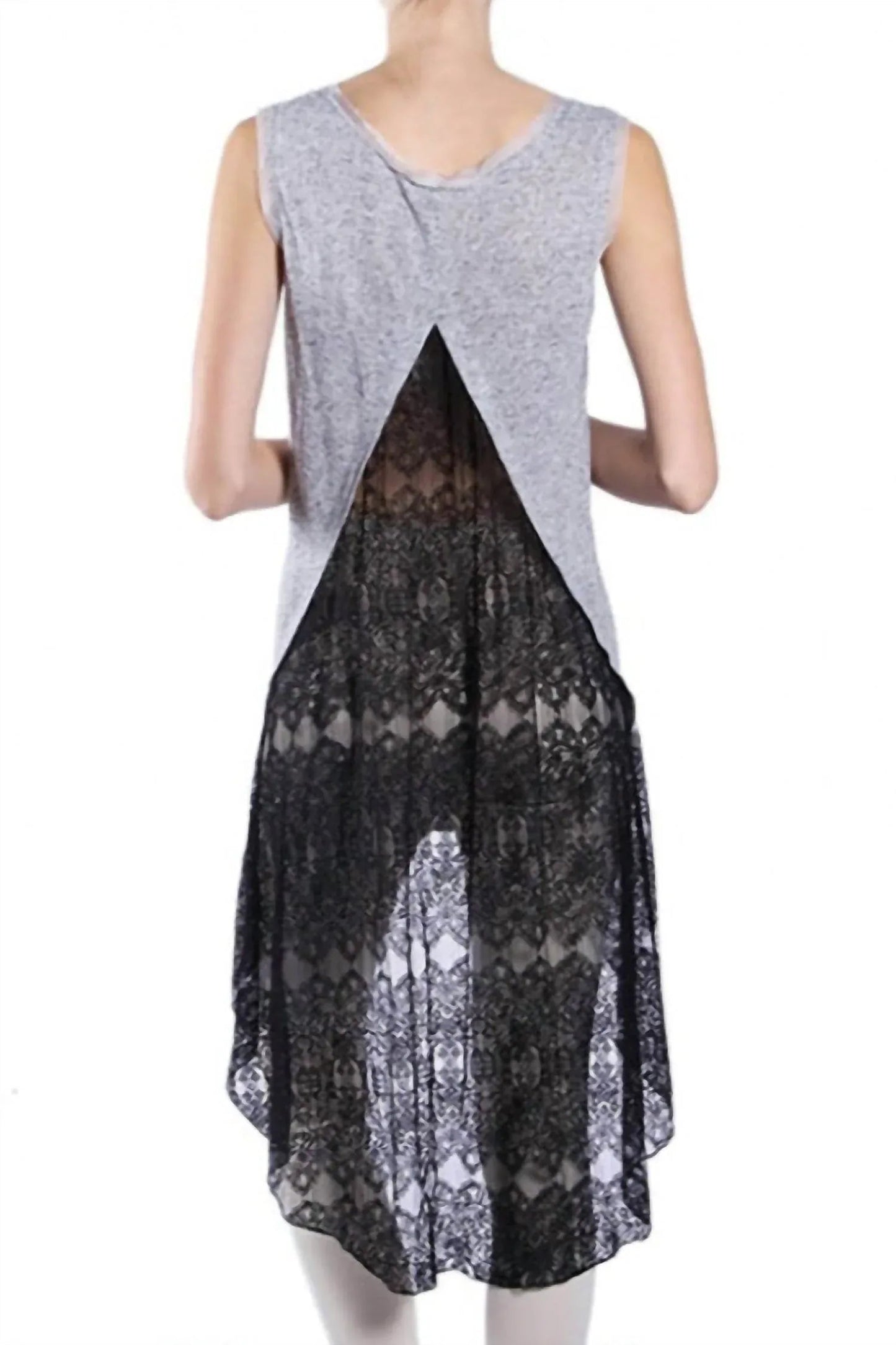 A'Reve Boho Shabby Chic Heather Perlen Hi-Lo Tanktop – Grau