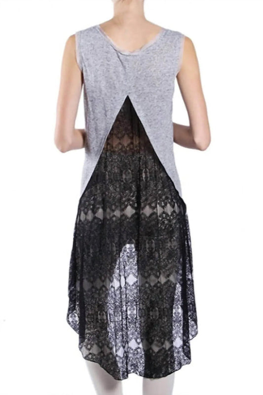 A'Reve Boho Shabby Chic Heather Beads Hi Lo Tank - Grey