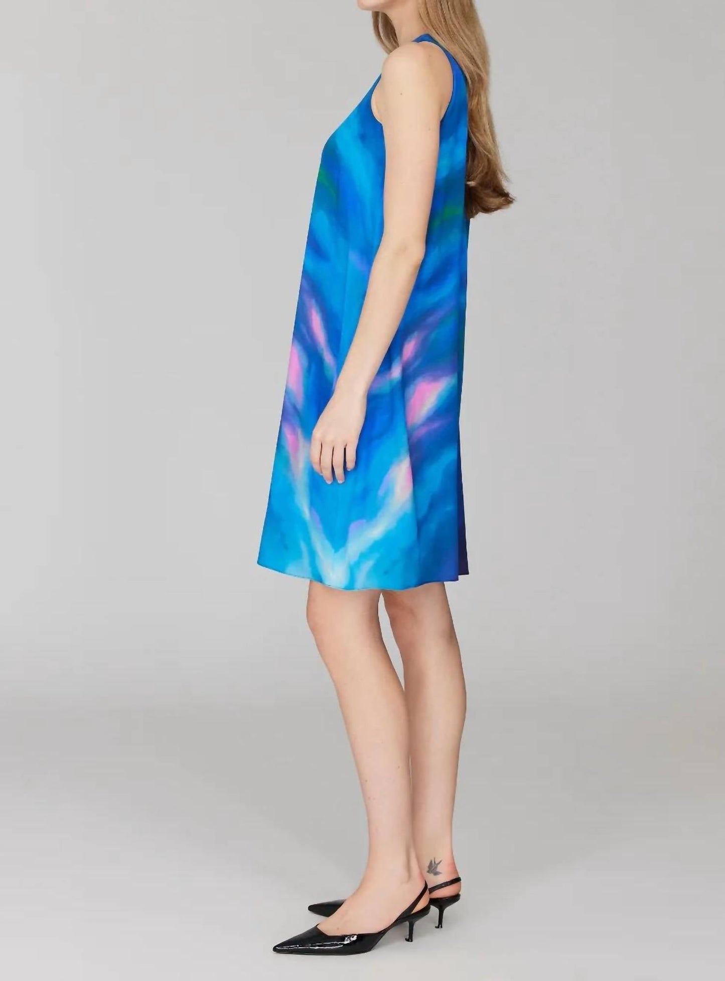 Berglandschaft Kurzarm-Kleid mit A-Linie