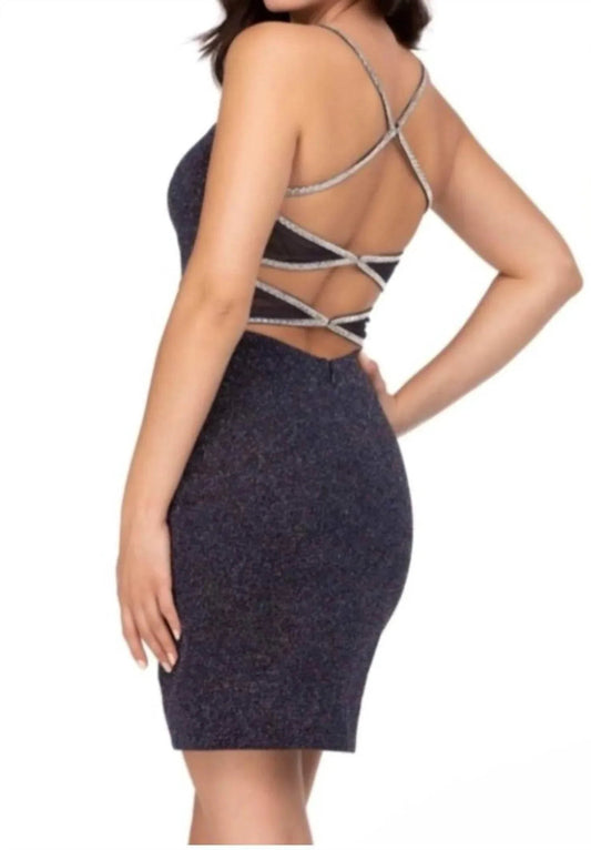 Glitzer-Minikleid mit Sweetheart-Ausschnitt und offenem Rücken