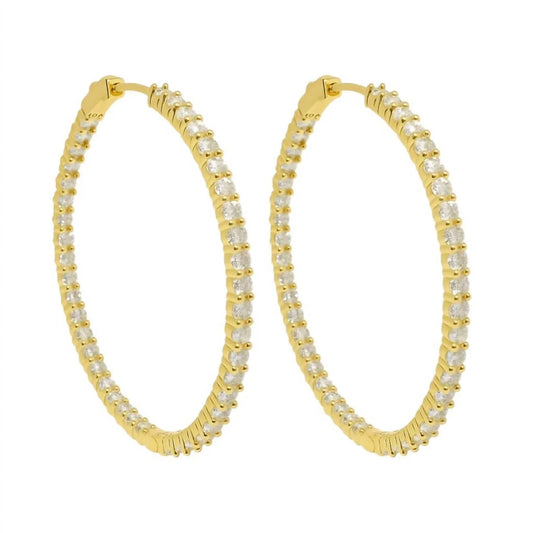 Women's Moissanite Inside Out Hinged Hoop Earrings
