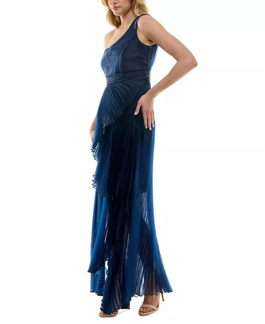 Asymmetric One Shoulder Pleated Organza Gown