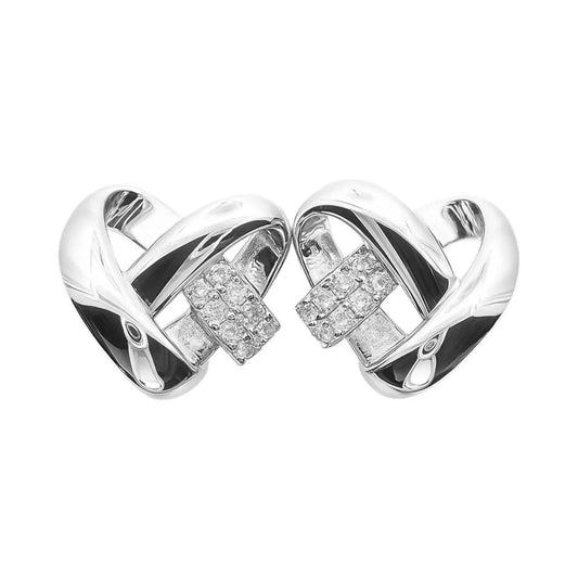 Women's Cubic Zirconia Intertwined Heart Stud Earrings