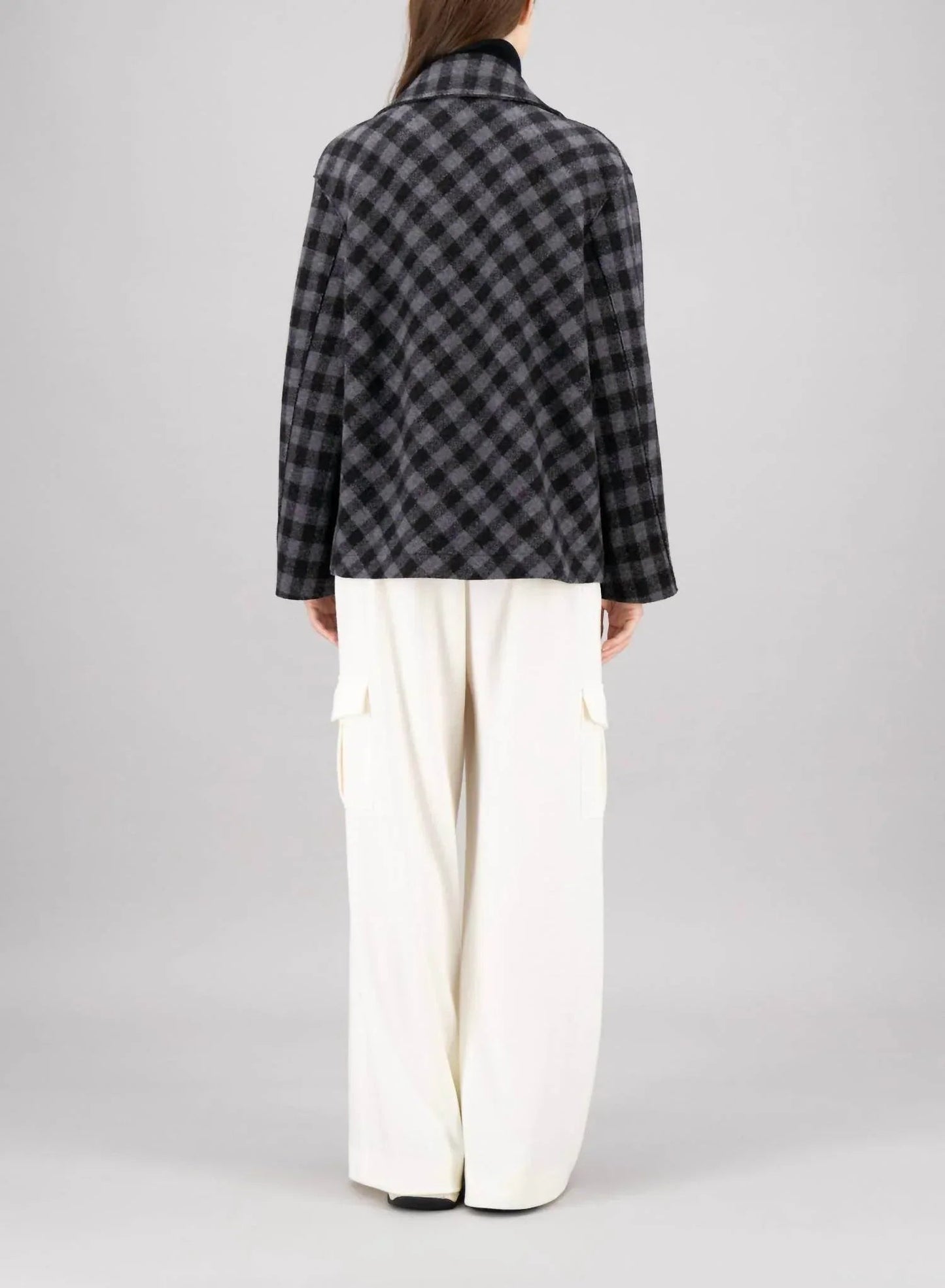 Kurze Outdoor-Gingham-Jacke