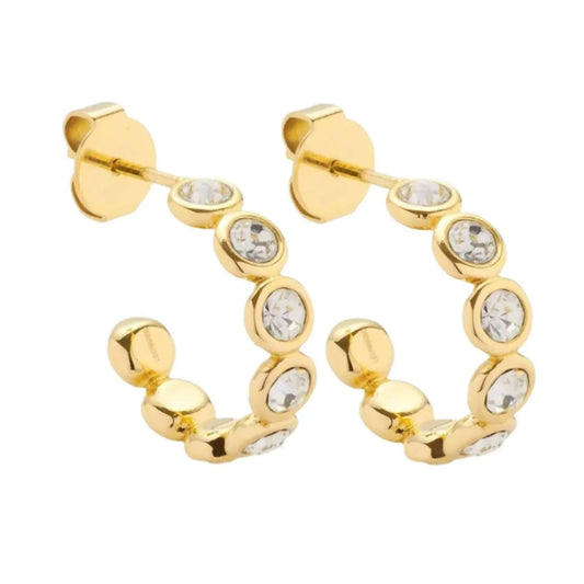 Women's Moissanite Bubble Open Hoop Post Earrings