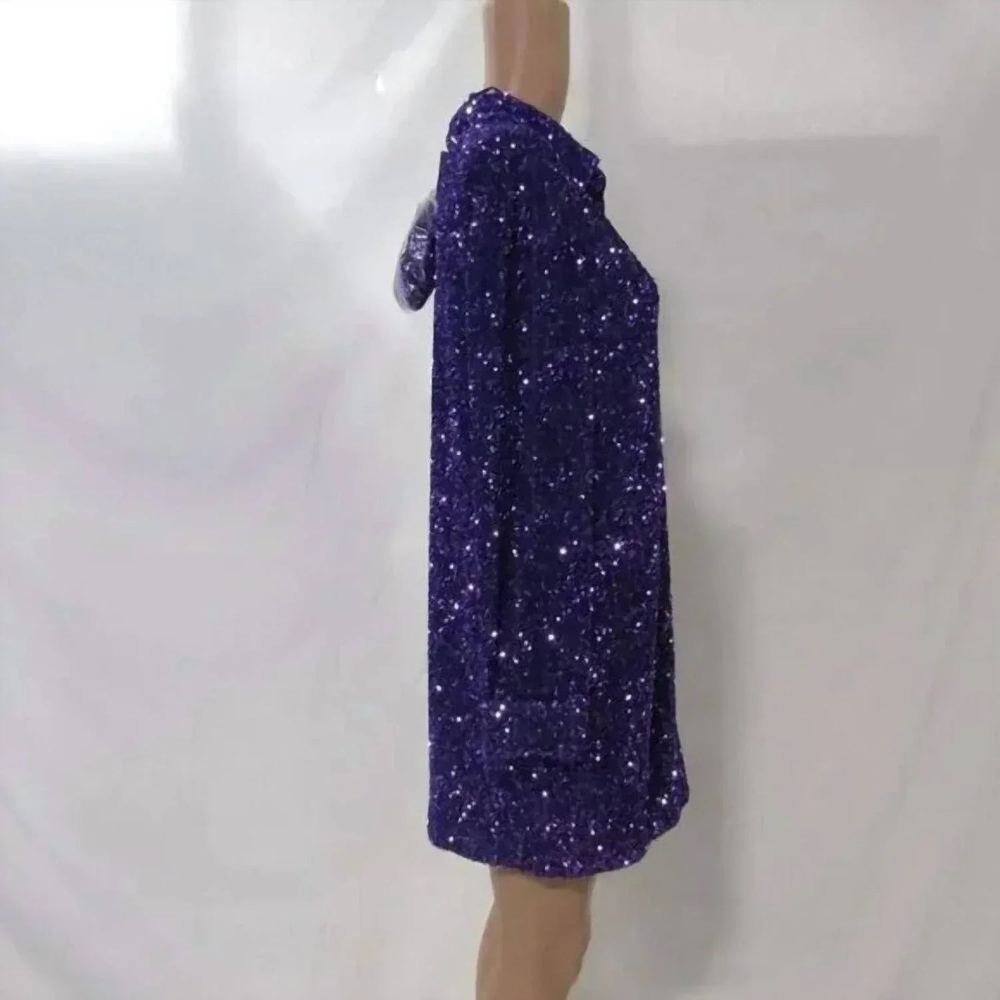 Damen Pailletten-Minikleid mit Gürtel