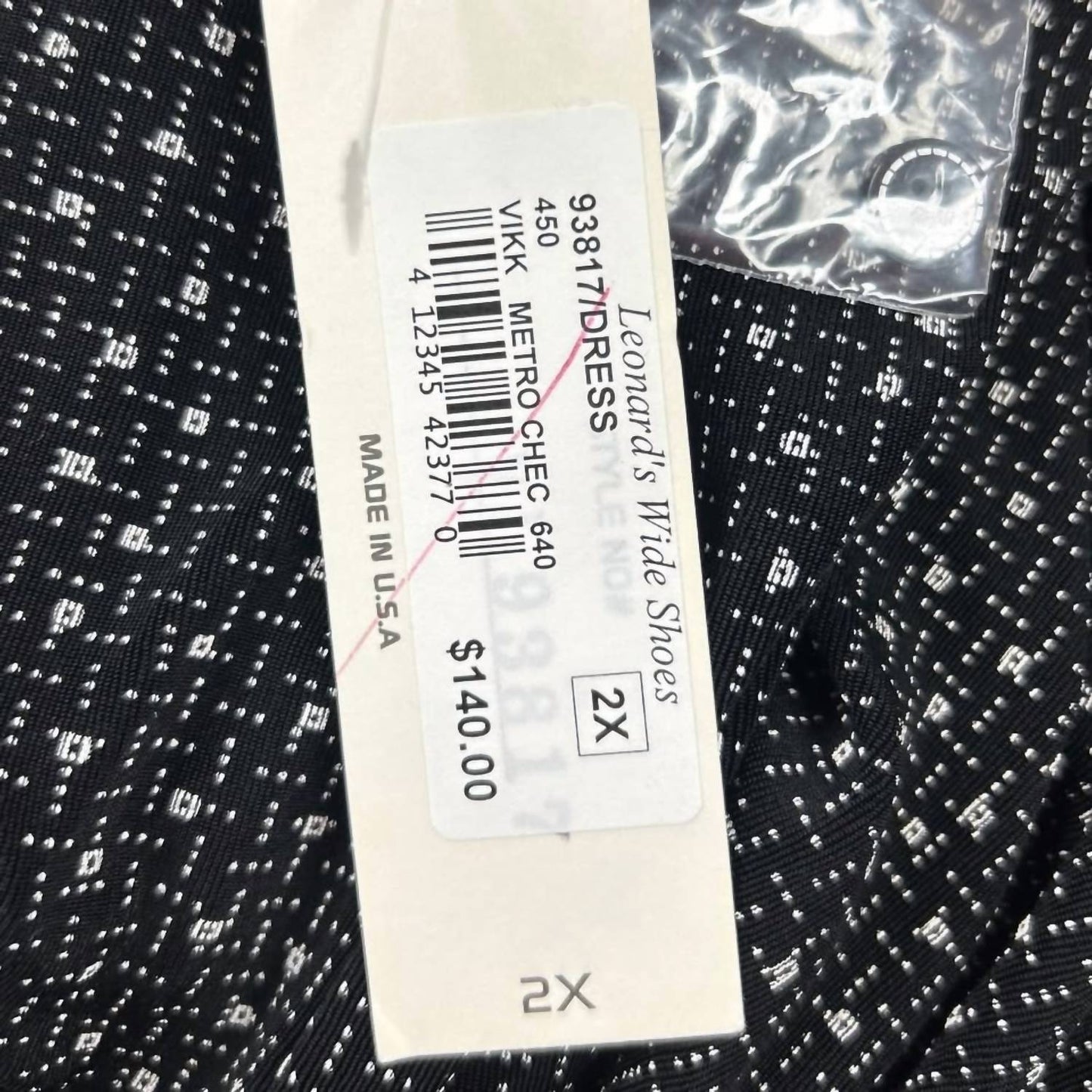 Ärmelloses Damen-Midikleid mit eckigem Punktmuster und Knopfleiste vorne