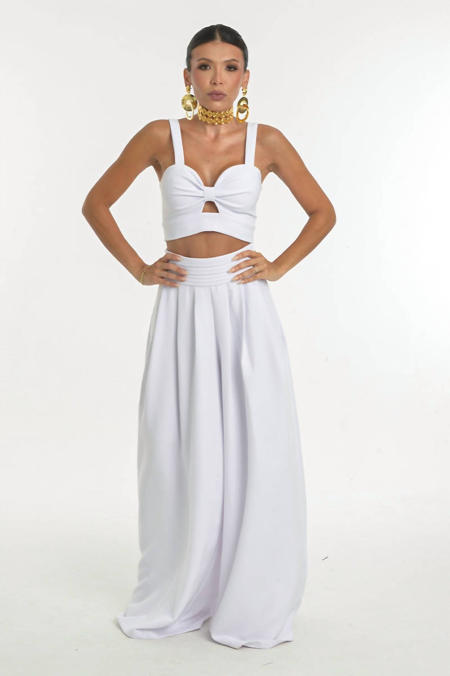 Himmlisches Crop Top und Hose zweiteiliges Set