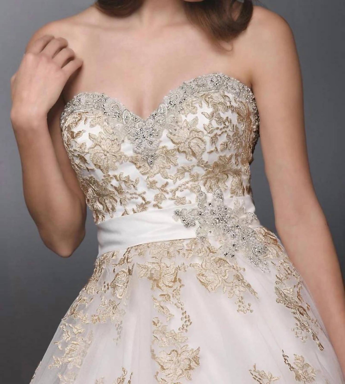 Strapless Tulle And Lace Wedding Gown