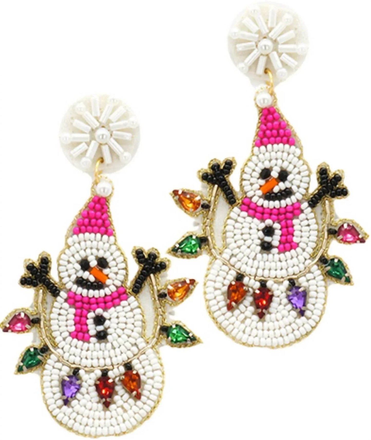 Damen-Ohrringe mit Schneemann-Perlen