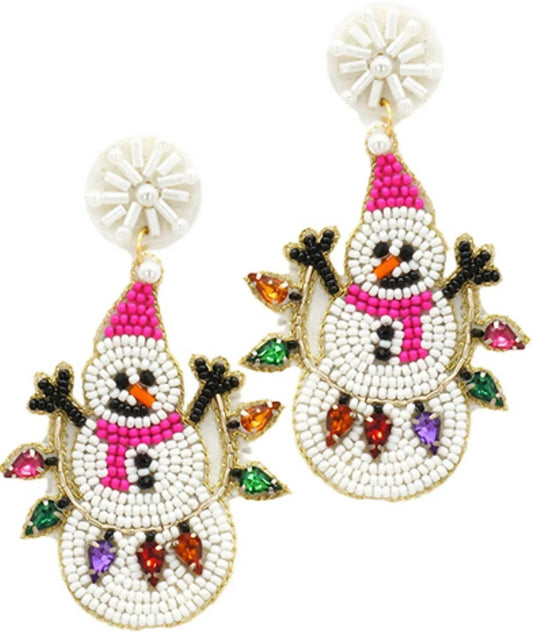 Damen-Ohrringe mit Schneemann-Perlen